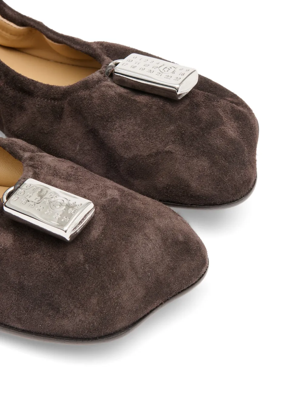 MM6 Maison Margiela Anatomic suede ballet flats Bruin