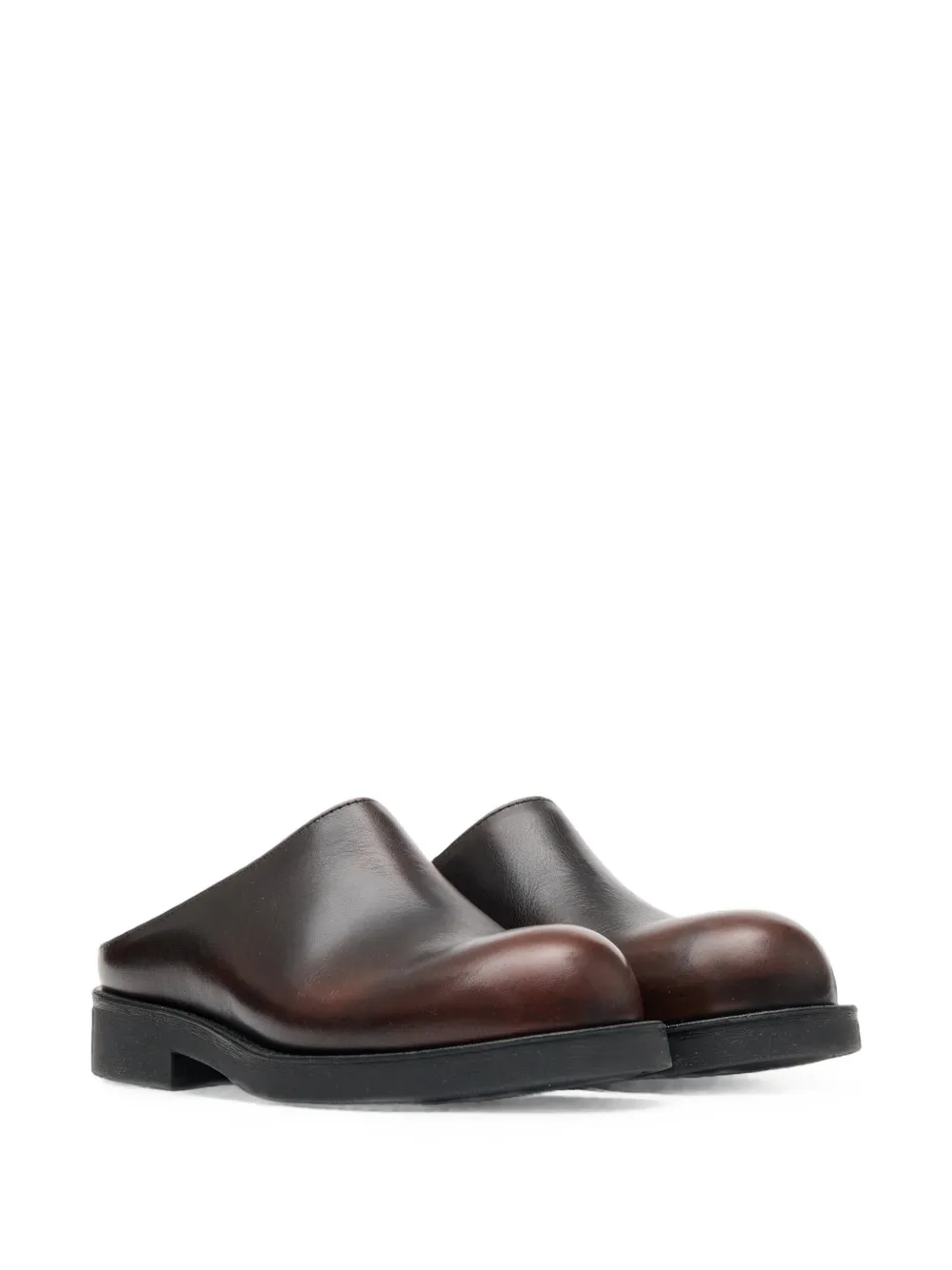 MM6 Maison Margiela brushed leather biker mules Bruin