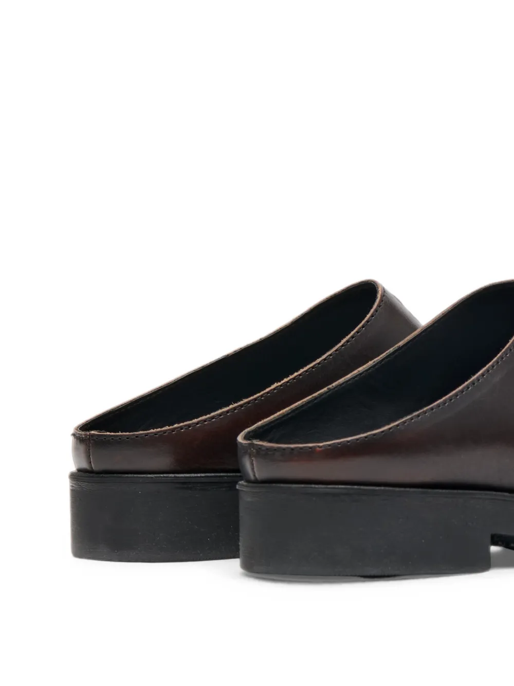MM6 Maison Margiela brushed leather biker mules Bruin