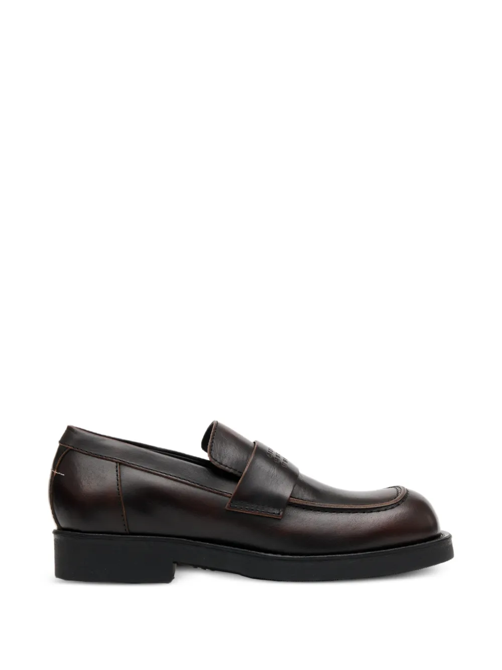MM6 Maison Margiela round-toe leather loafers - Marrone