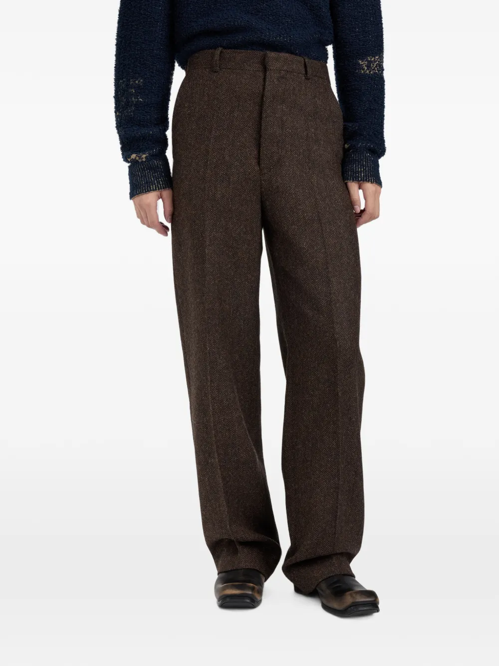 Maison Margiela Pantalon met visgraatpatroon Bruin