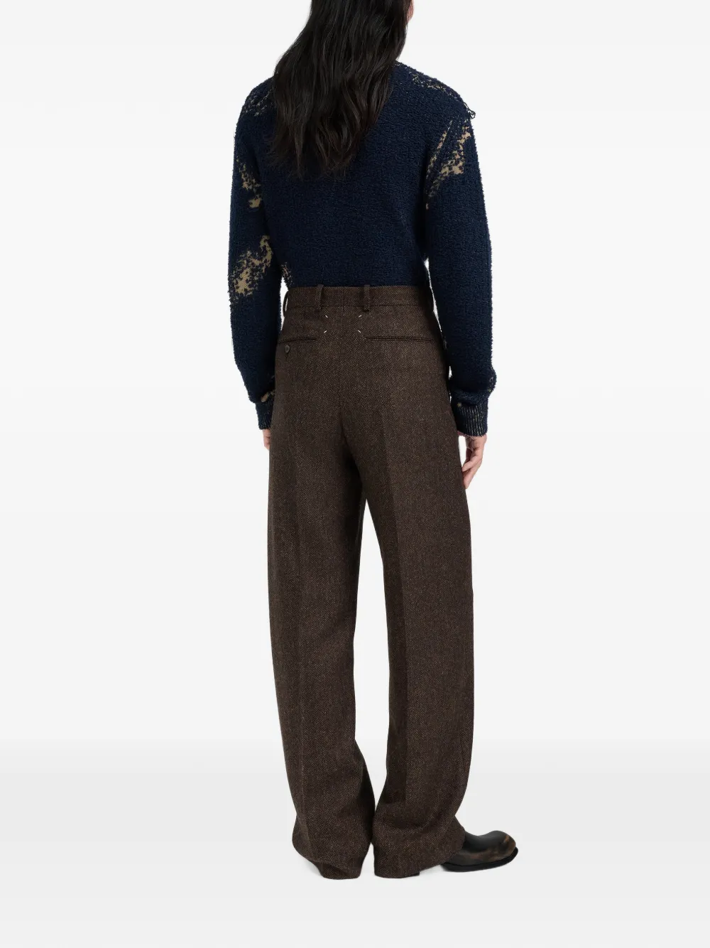 Maison Margiela Pantalon met visgraatpatroon Bruin