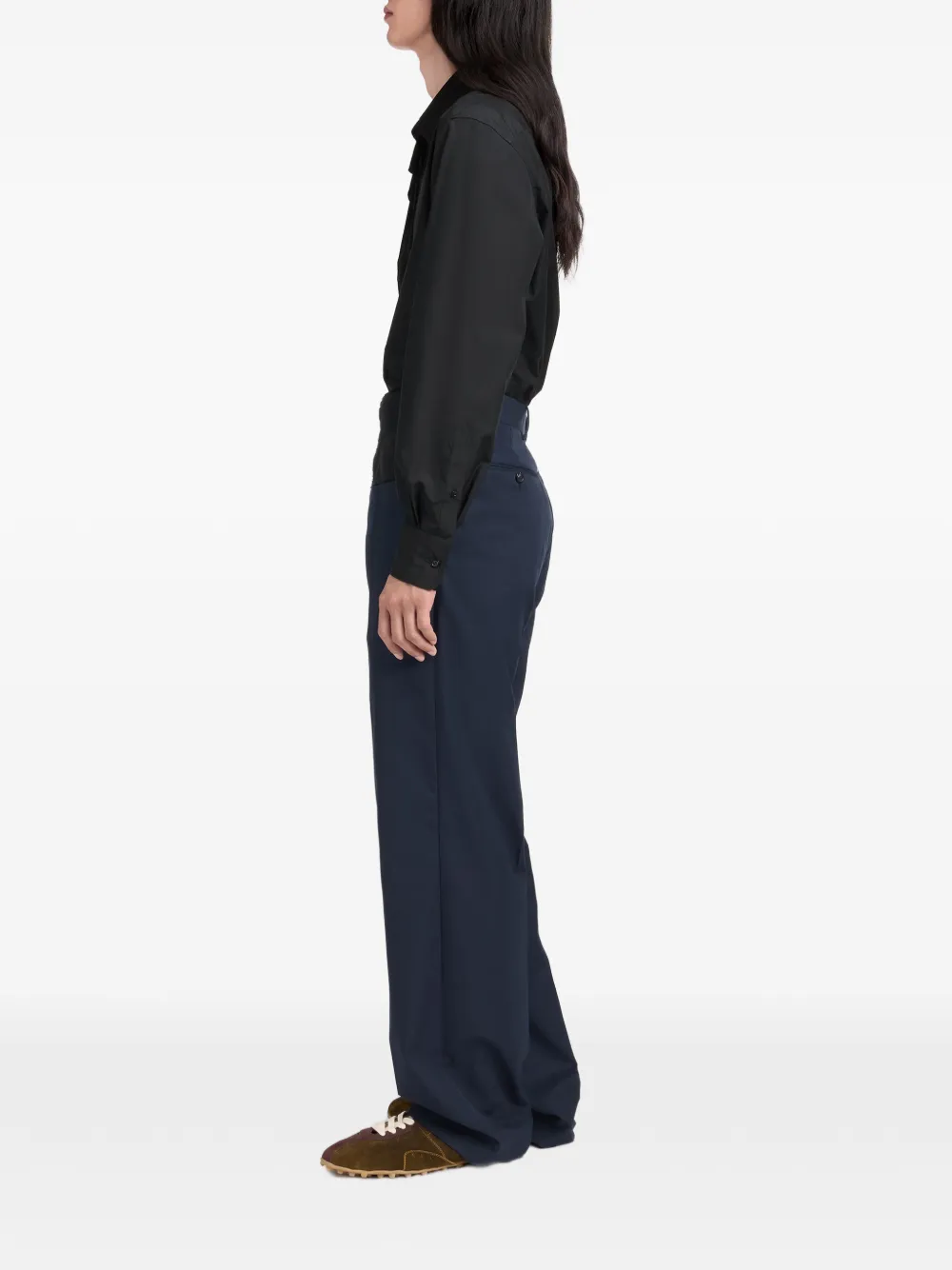 Maison Margiela Inbrenging wollen broek Blauw