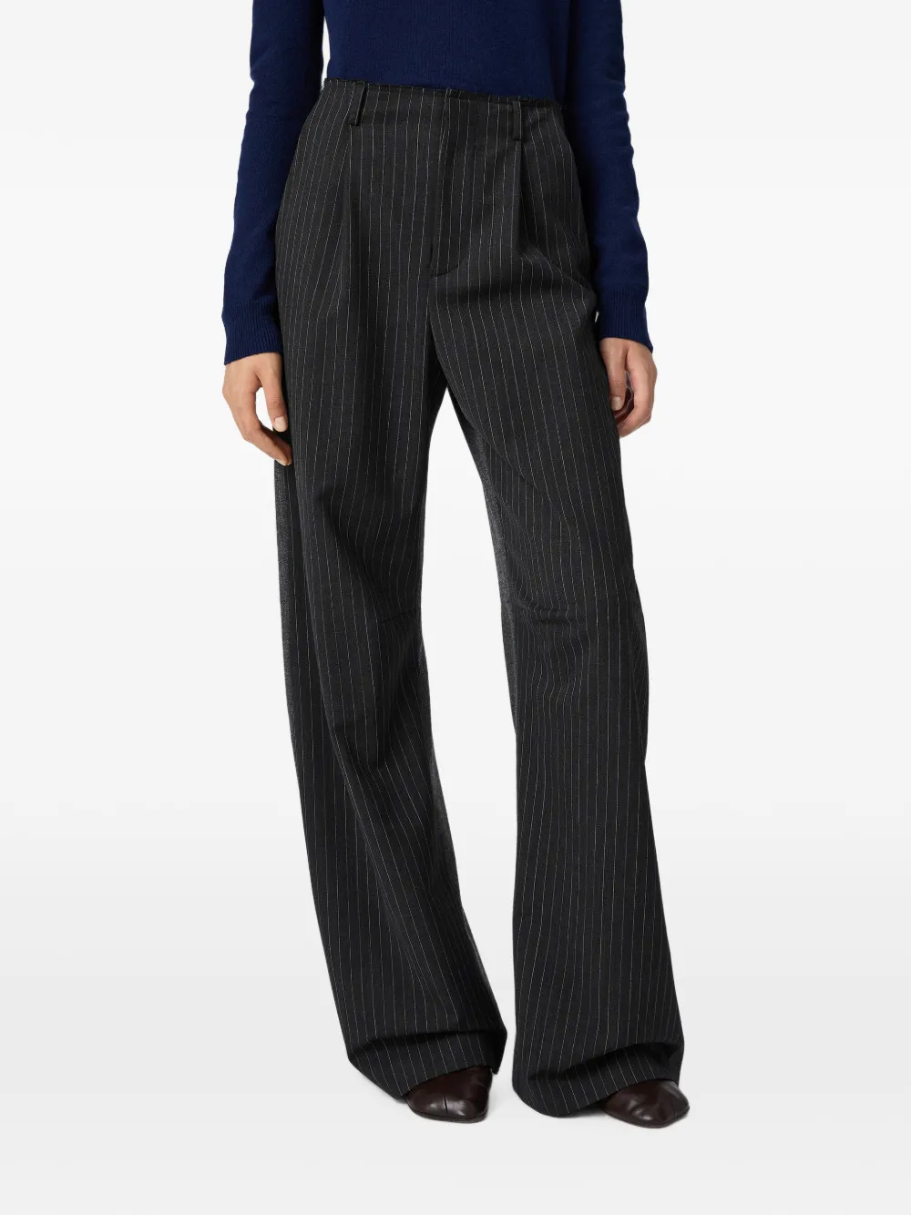 MM6 Maison Margiela Pinstripe Trousers in Grey, view 5