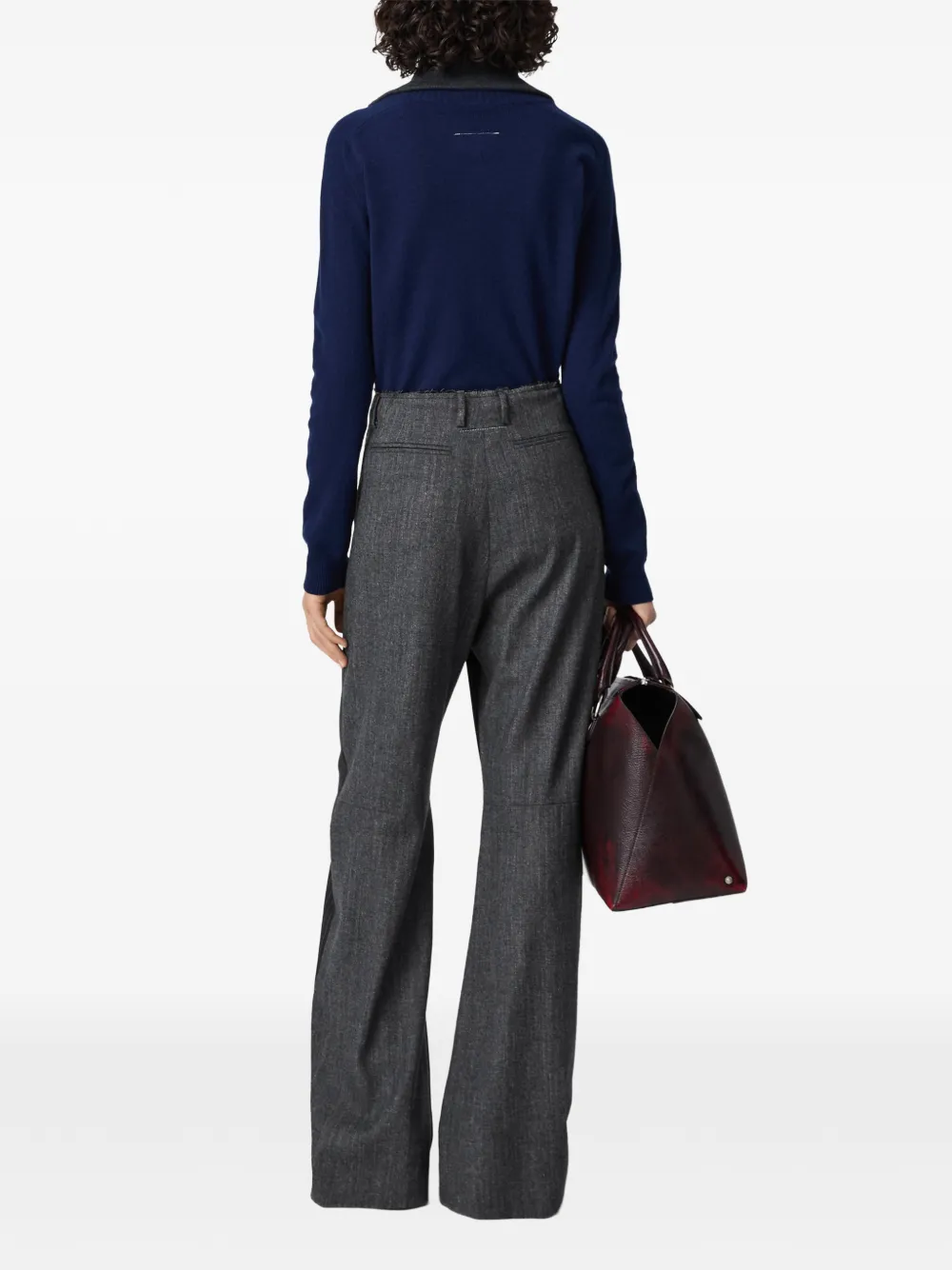 MM6 Maison Margiela Pinstripe Trousers in Grey, view 4