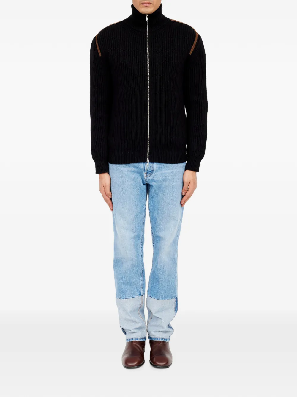 MM6 Maison Margiela Ribgebreid jack Zwart