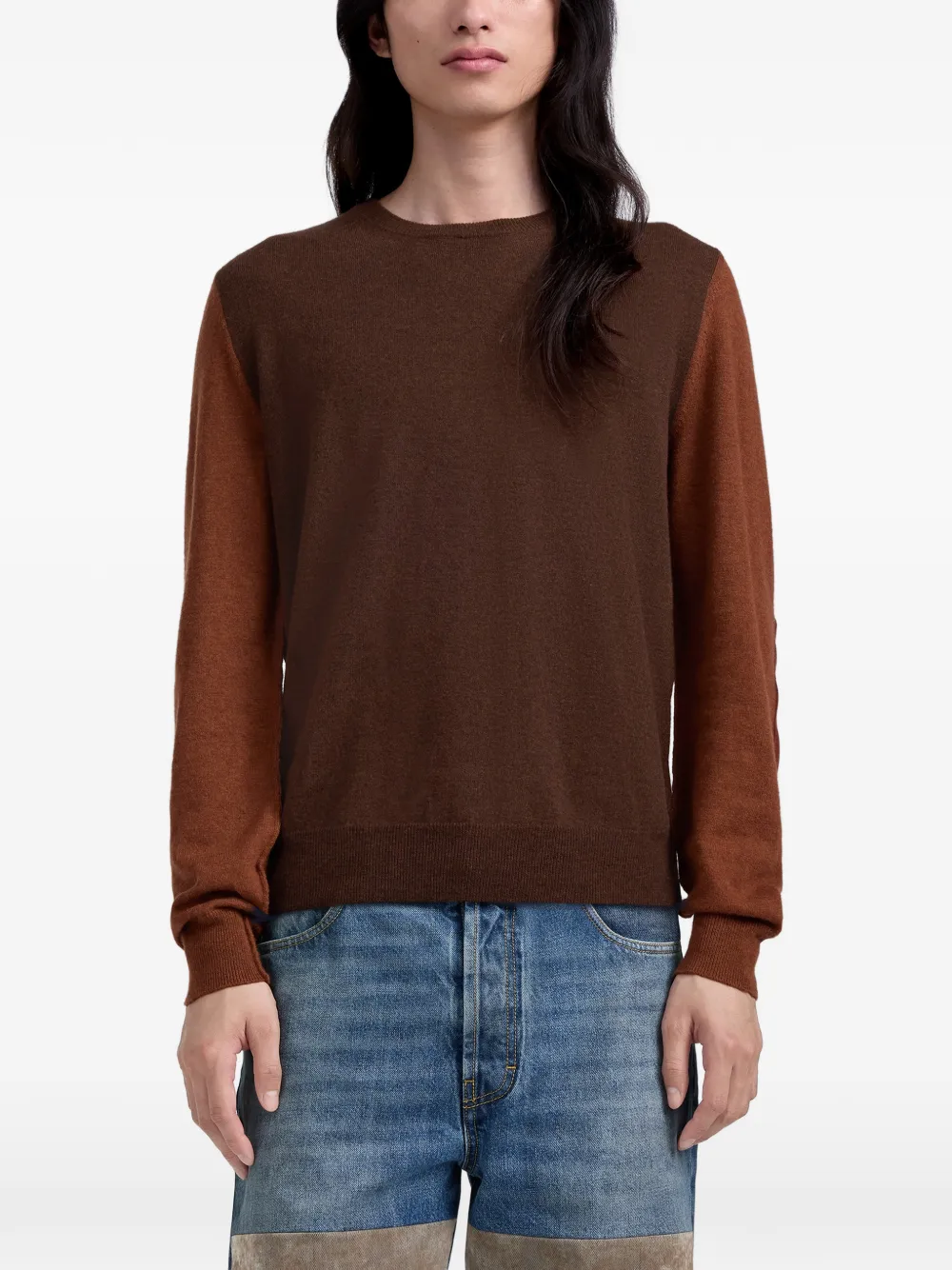 Maison Margiela Tweekleurige wollen ronde hals Bruin
