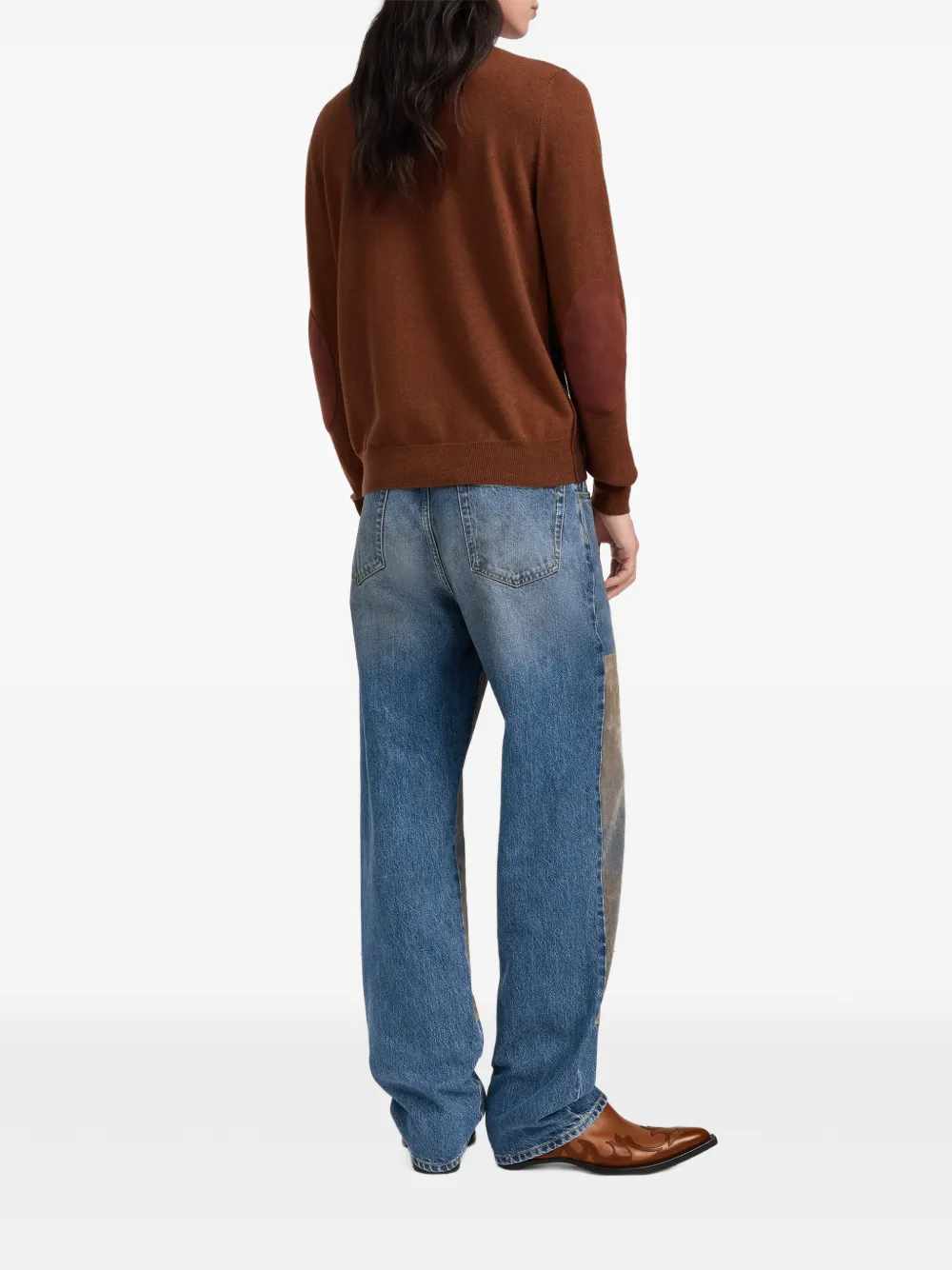 Maison Margiela Tweekleurige wollen ronde hals Bruin