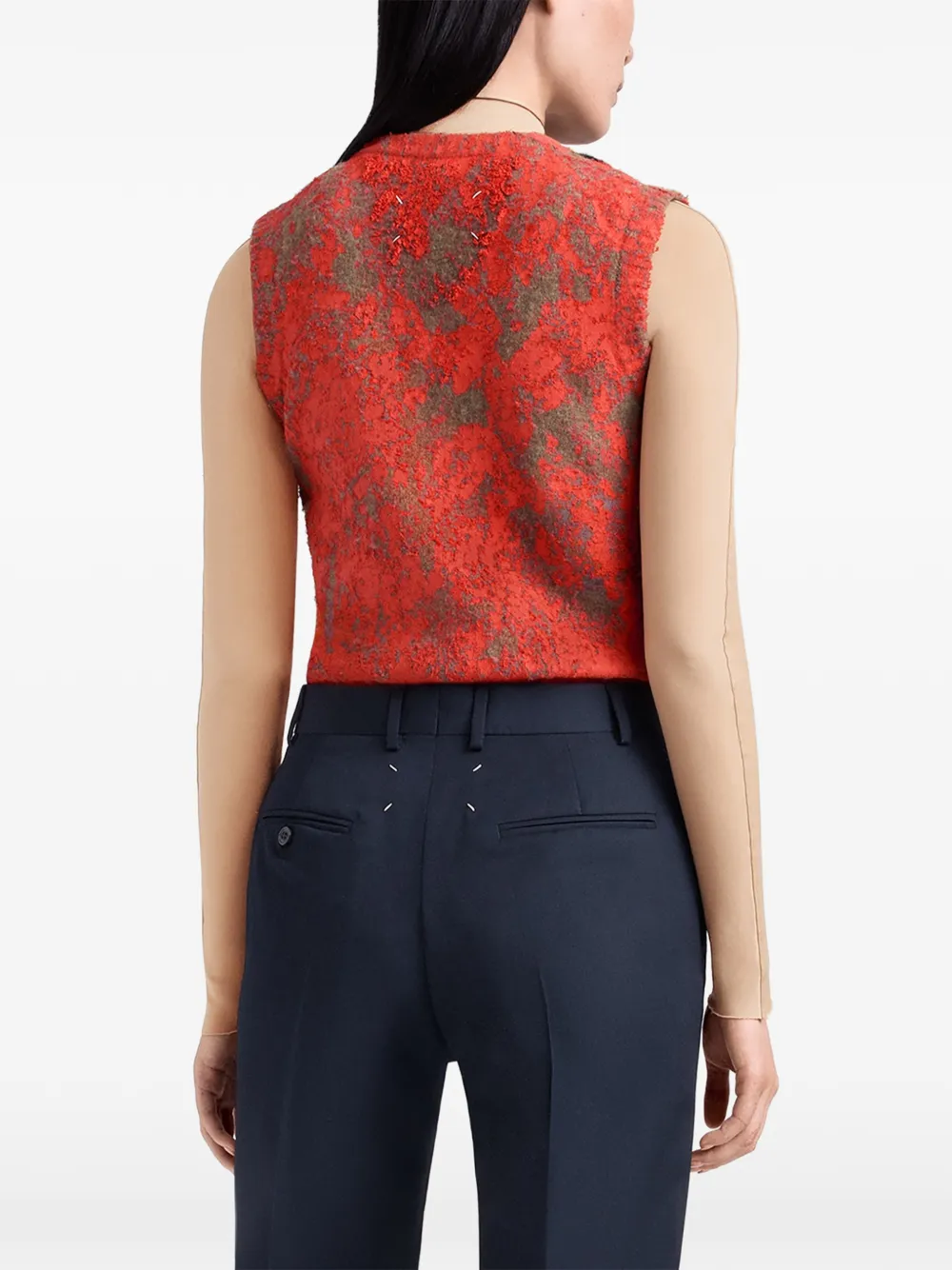 Maison Margiela Gebreid gilet met argyle-patroon en overschildering Rood