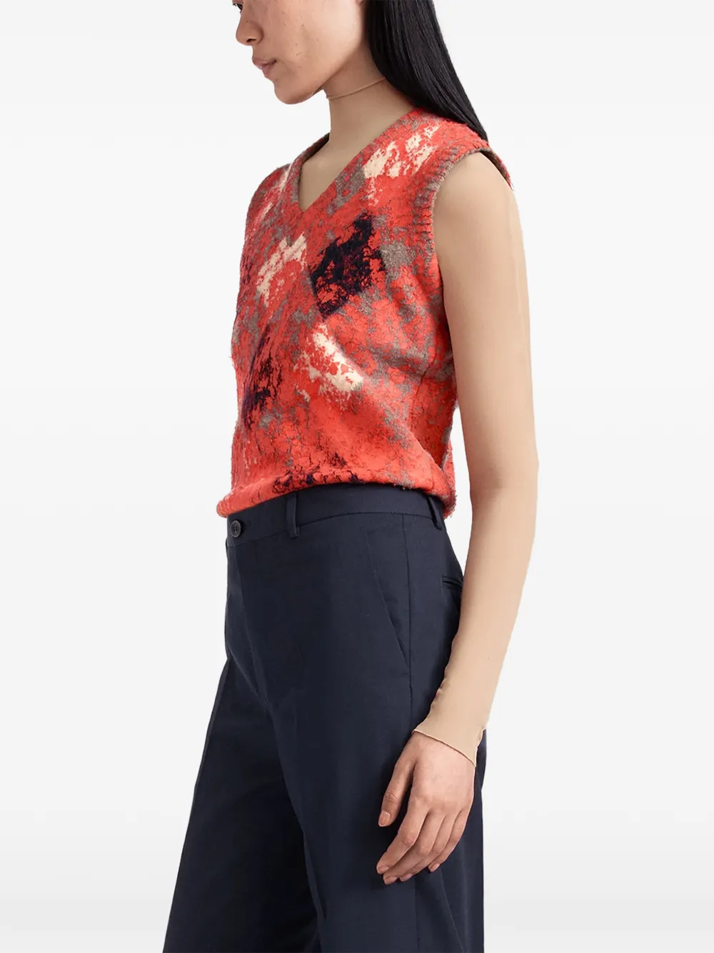 Maison Margiela Gebreid gilet met argyle-patroon en overschildering Rood