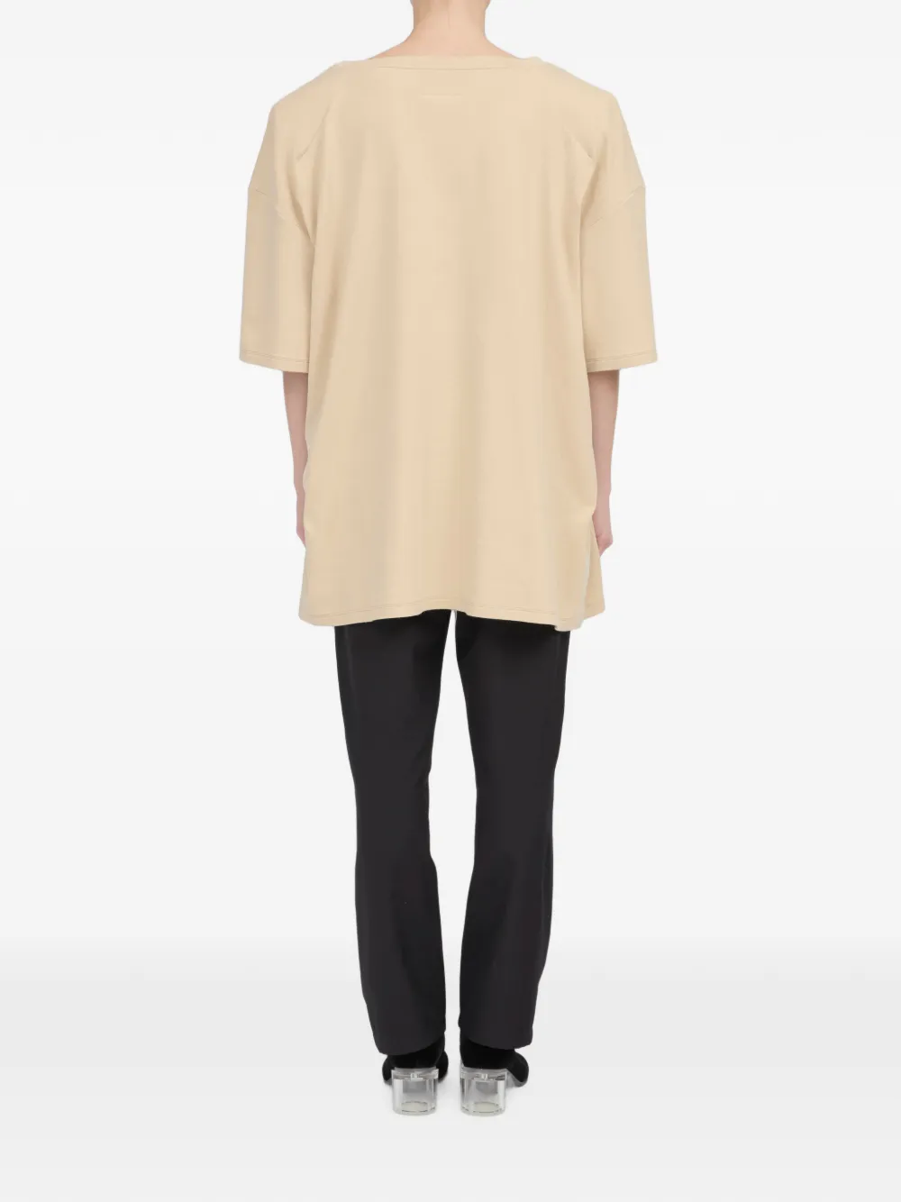 MM6 Maison Margiela T-shirt met korte mouwen en paardenportret Beige
