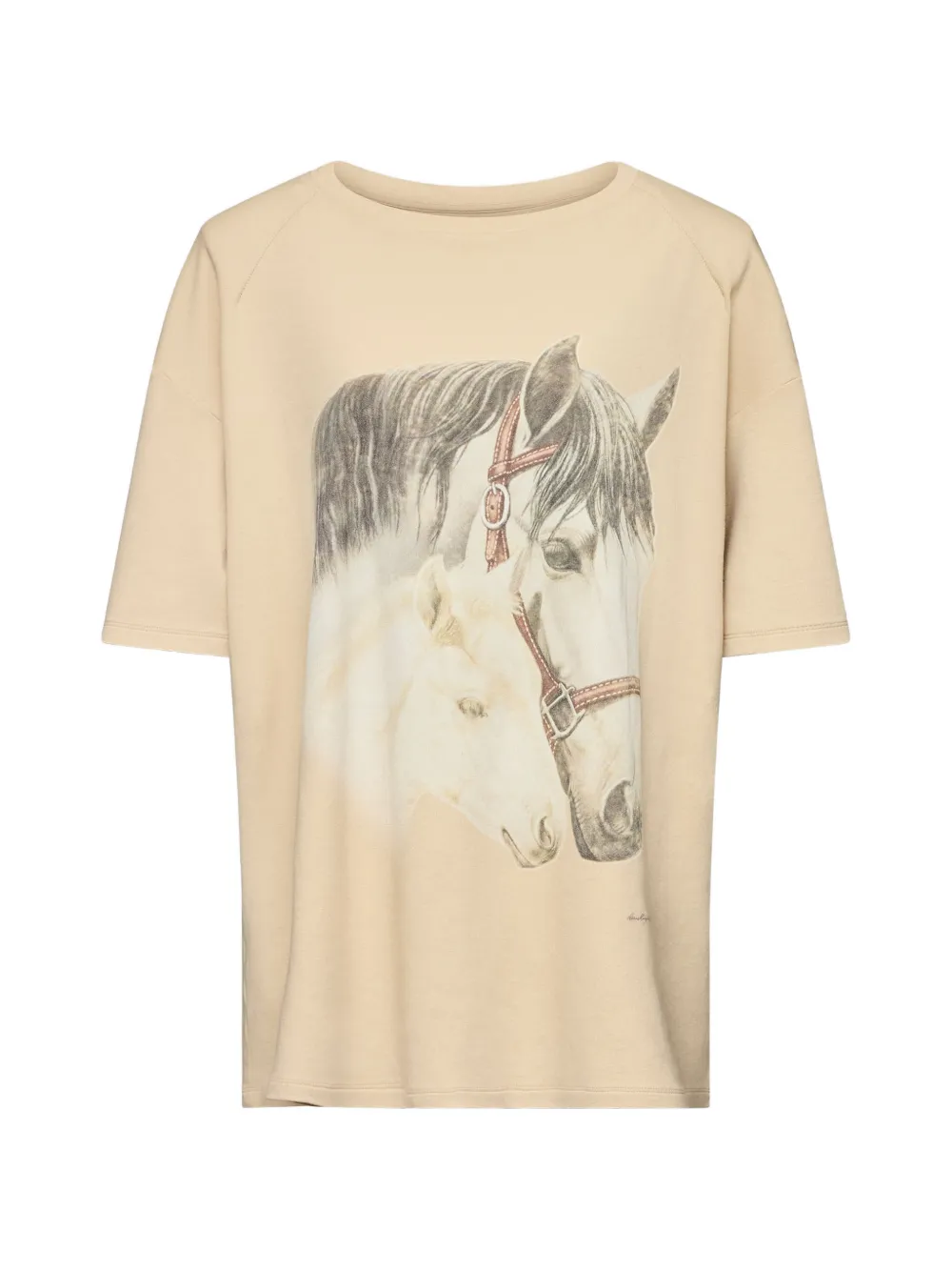 MM6 Maison Margiela horse-portrait short-sleeve T-shirt - Toni neutri