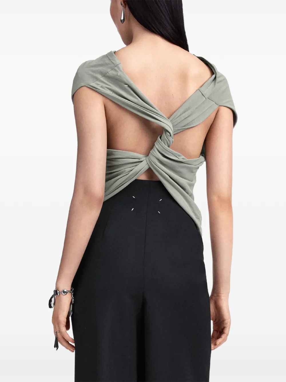 Maison Margiela Top met gedraaid detail en patch Groen