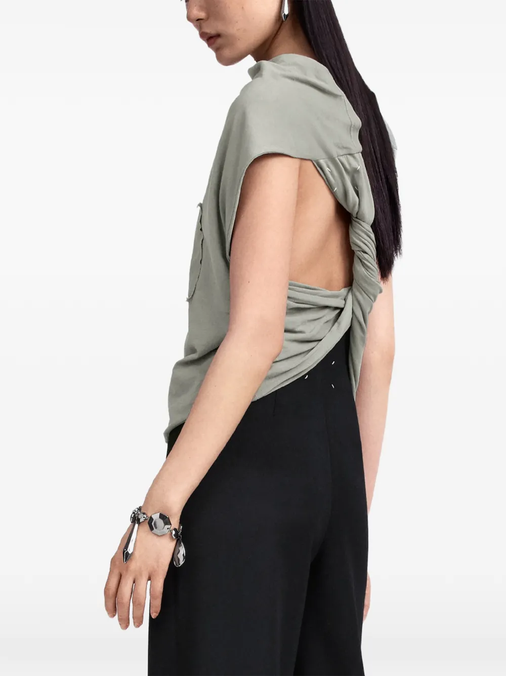 Maison Margiela Top met gedraaid detail en patch Groen