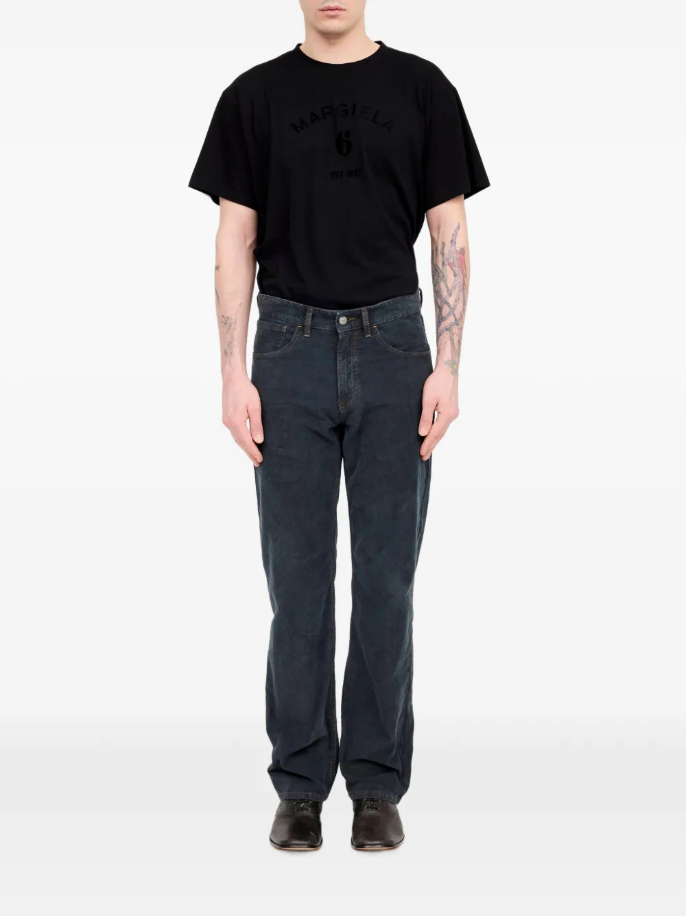 MM6 Maison Margiela belt-loop corduroy trousers Blauw