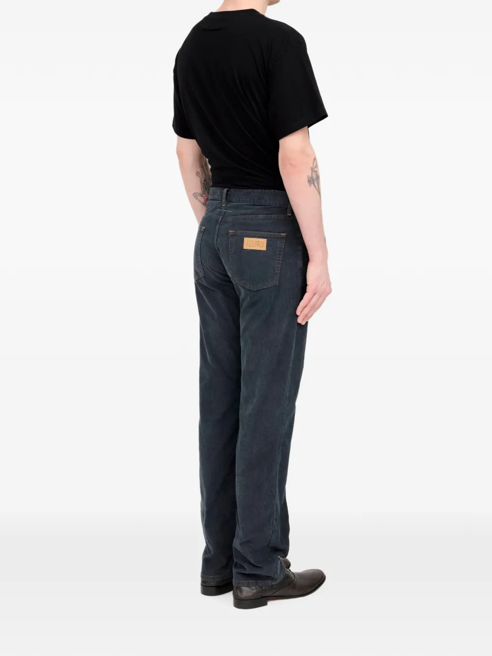 MM6 Maison Margiela belt-loop corduroy trousers Blauw