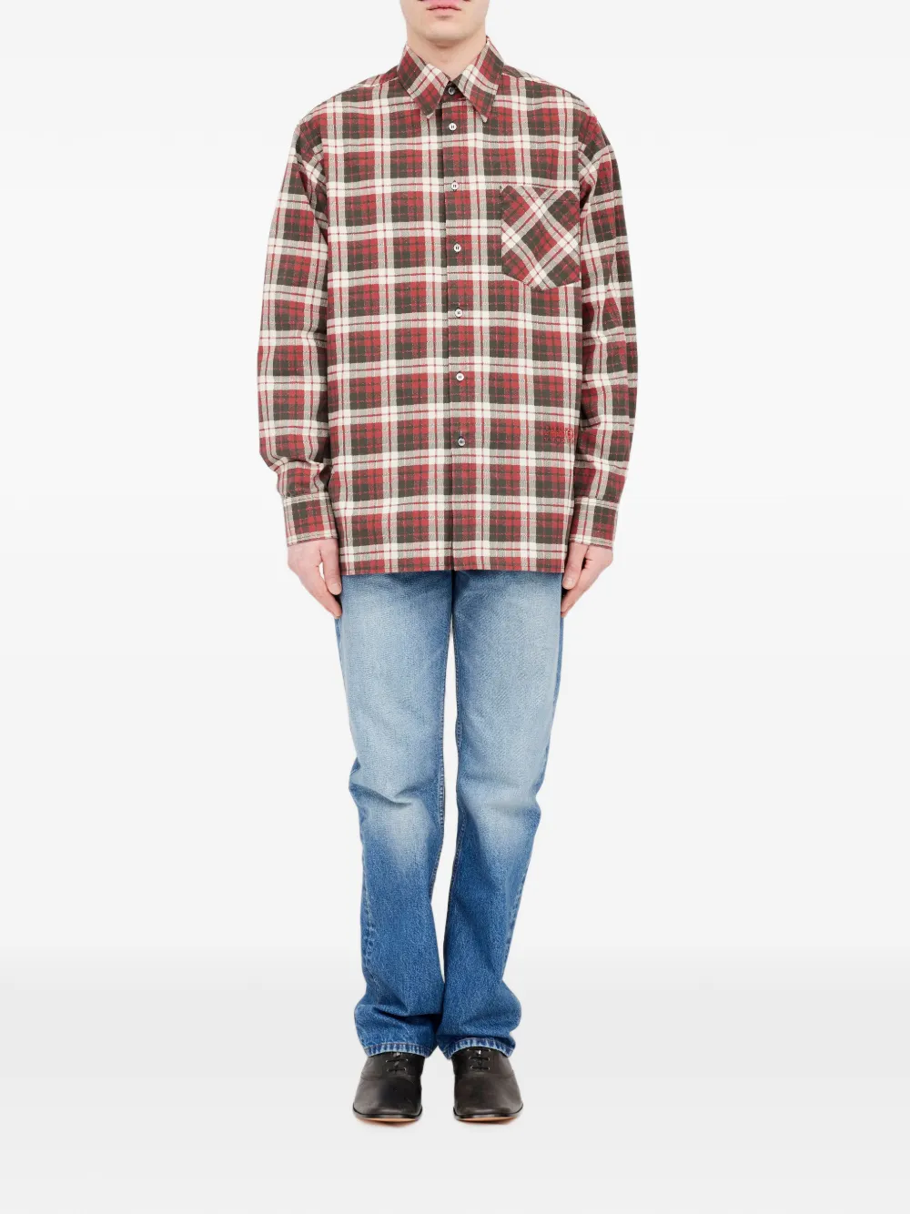 MM6 Maison Margiela Geruit overhemd Rood