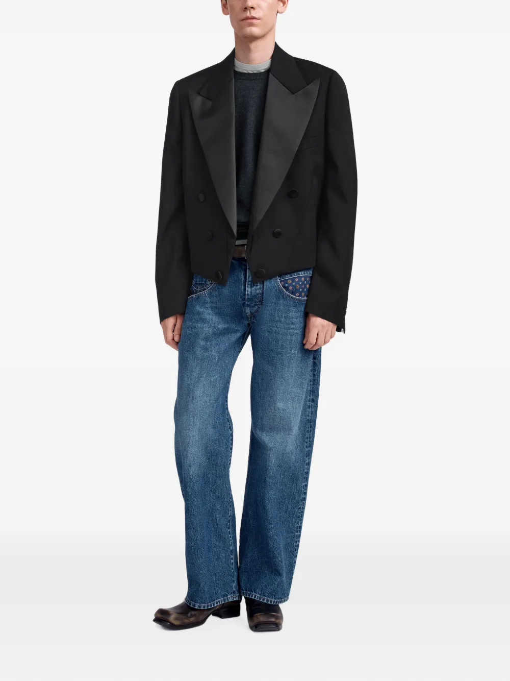 Maison Margiela Truxedo blazer met graan-de-poudre print Zwart