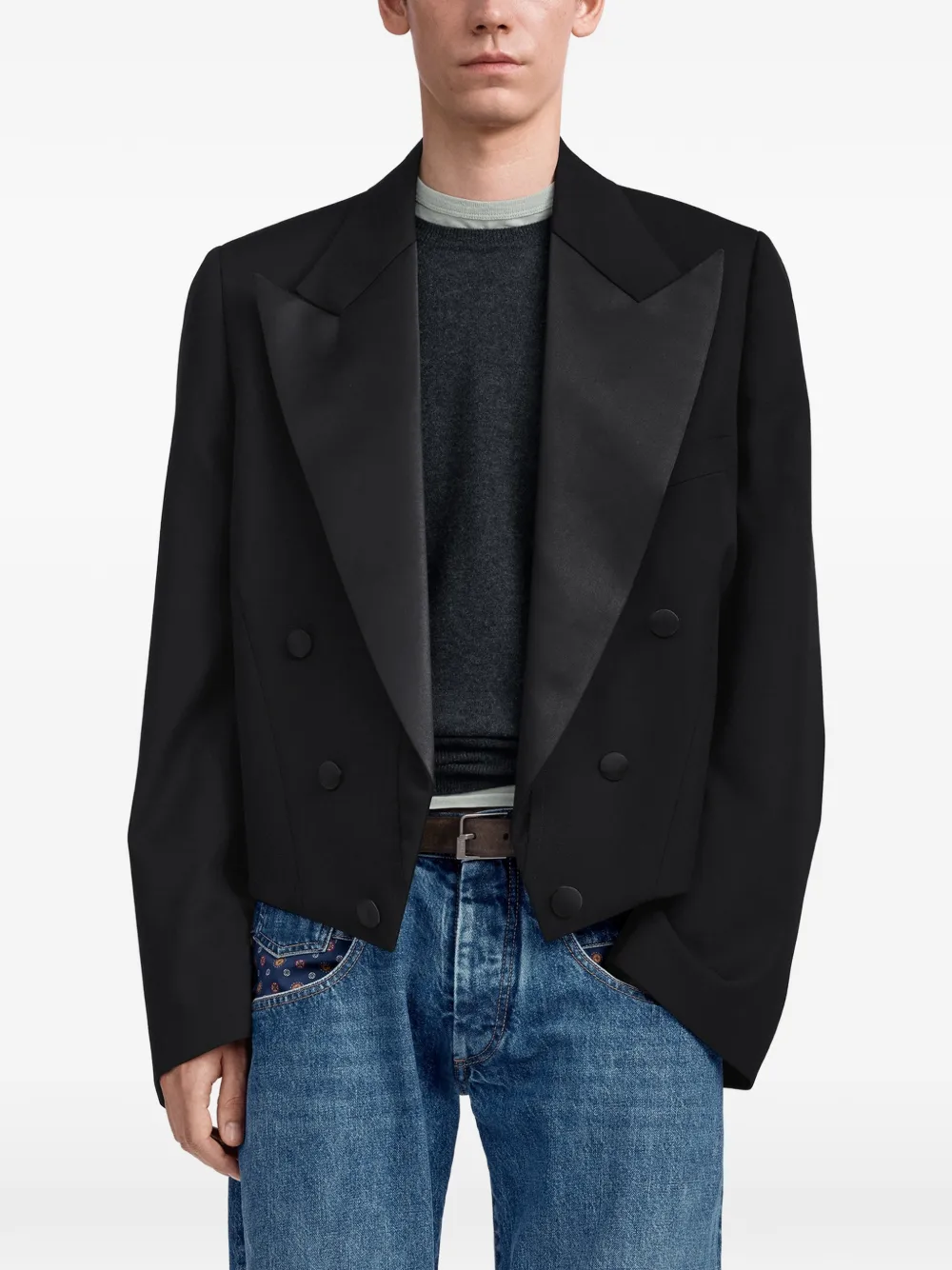 Maison Margiela Truxedo blazer met graan-de-poudre print Zwart
