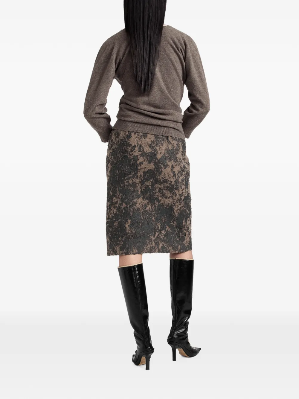Maison Margiela Gebreide midi-rok met argyle-print Bruin