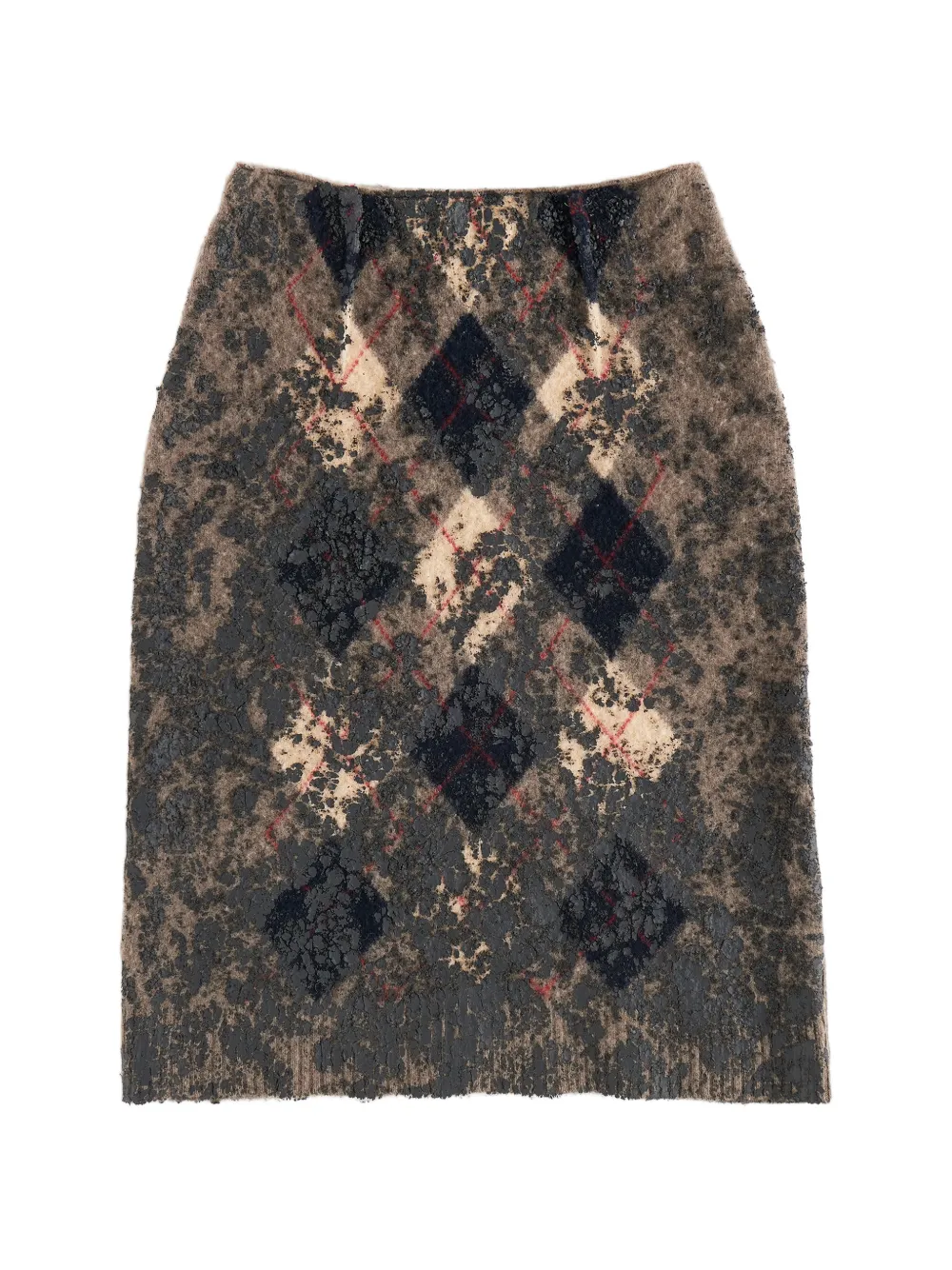 Maison Margiela Gebreide midi-rok met argyle-print Bruin