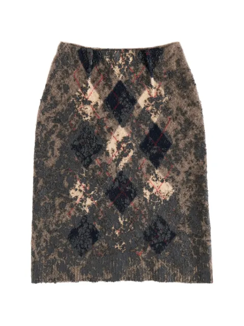 Maison Margiela overpainted argyle knitwear midi skirt