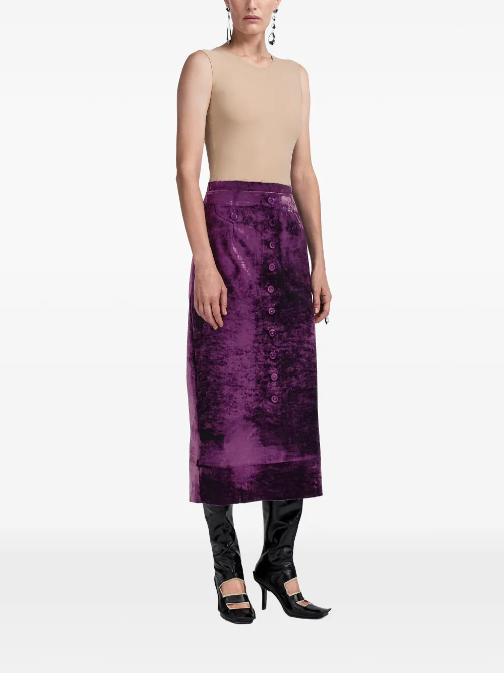 Maison Margiela Fusion midi-rok met knopen Paars