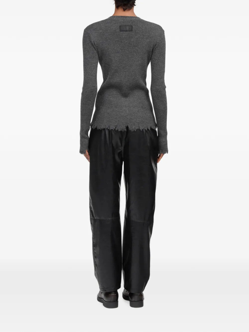 MM6 Maison Margiela Geribbeld vest met gerafelde rand Grijs