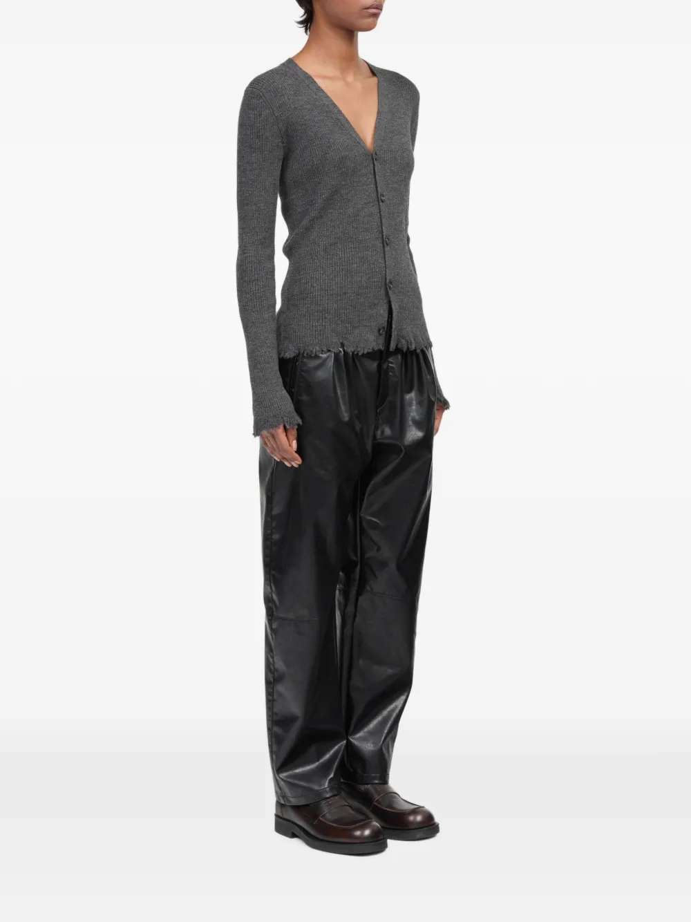 MM6 Maison Margiela Geribbeld vest met gerafelde rand Grijs