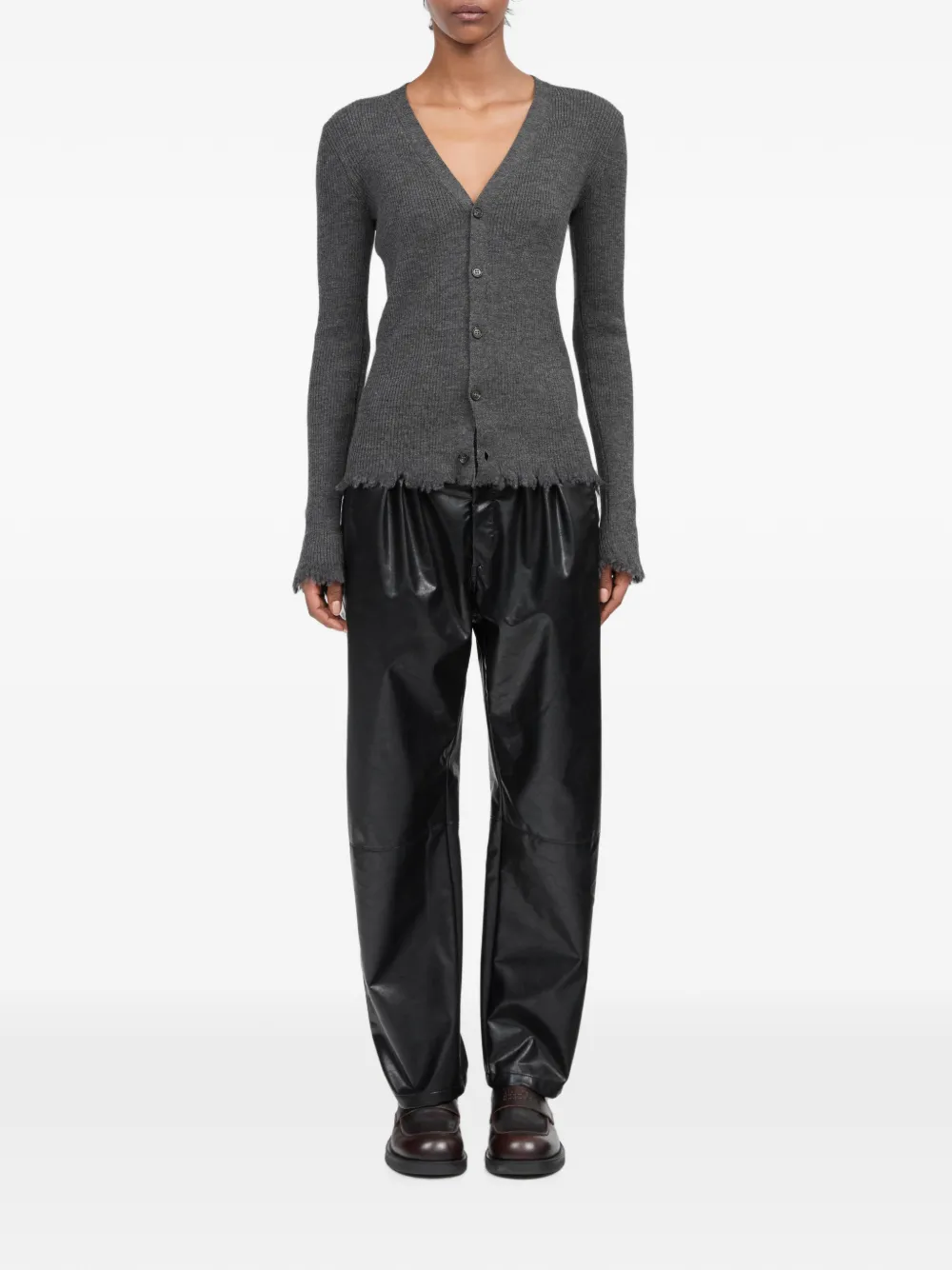MM6 Maison Margiela Geribbeld vest met gerafelde rand Grijs