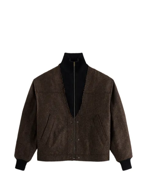 Maison Margiela herringbone-pattern zipped bomber jacket