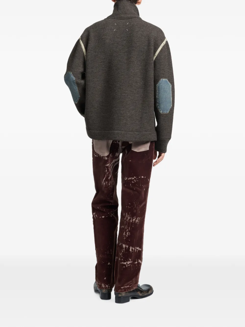 Maison Margiela Trui met kwartrits en elleboogpatch Grijs