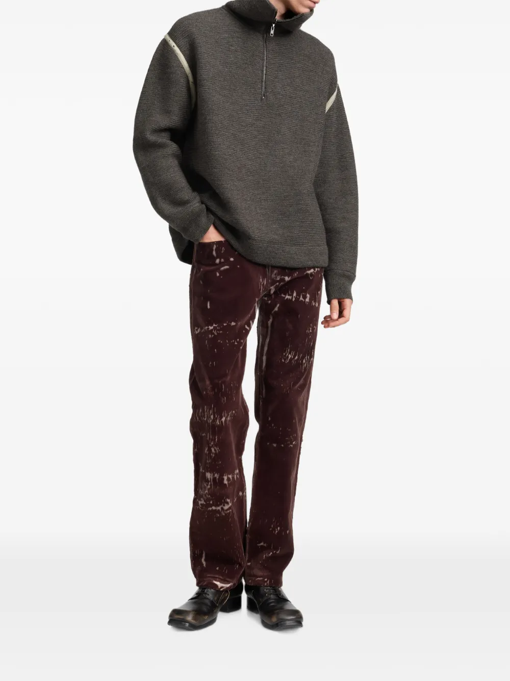 Maison Margiela Trui met kwartrits en elleboogpatch Grijs