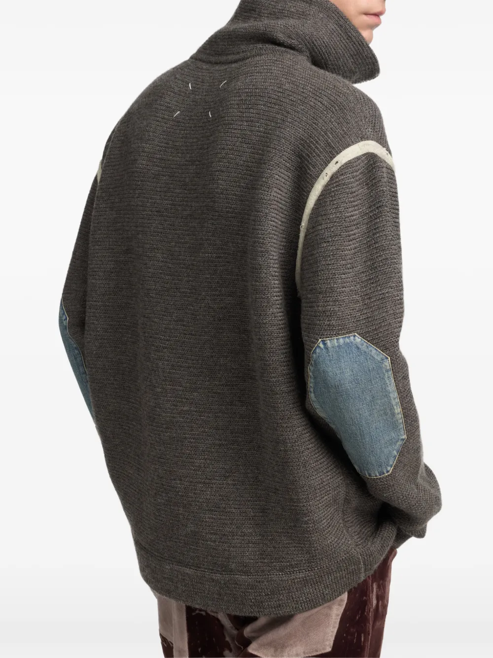 Maison Margiela Trui met kwartrits en elleboogpatch Grijs