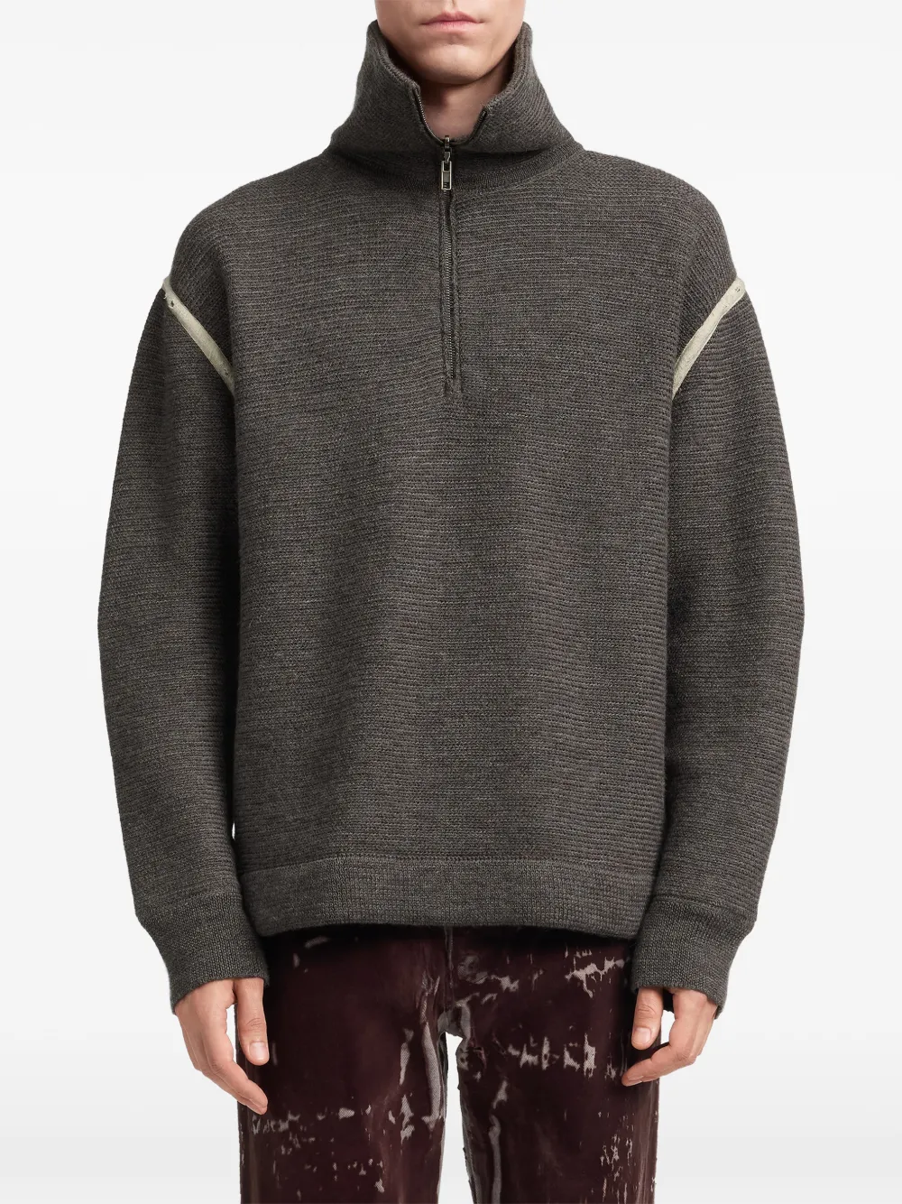 Maison Margiela Trui met kwartrits en elleboogpatch Grijs