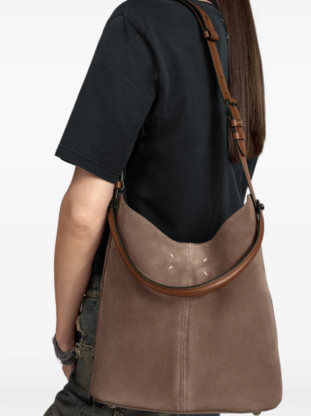 Maison Margiela Dress-Age leren schoudertas Bruin