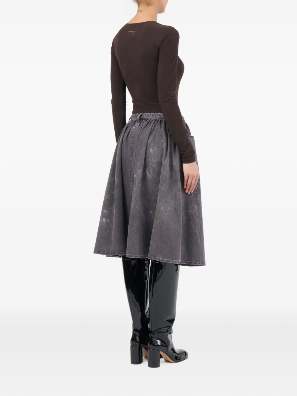 MM6 Maison Margiela Gesmockte rok met verfeffect Grijs