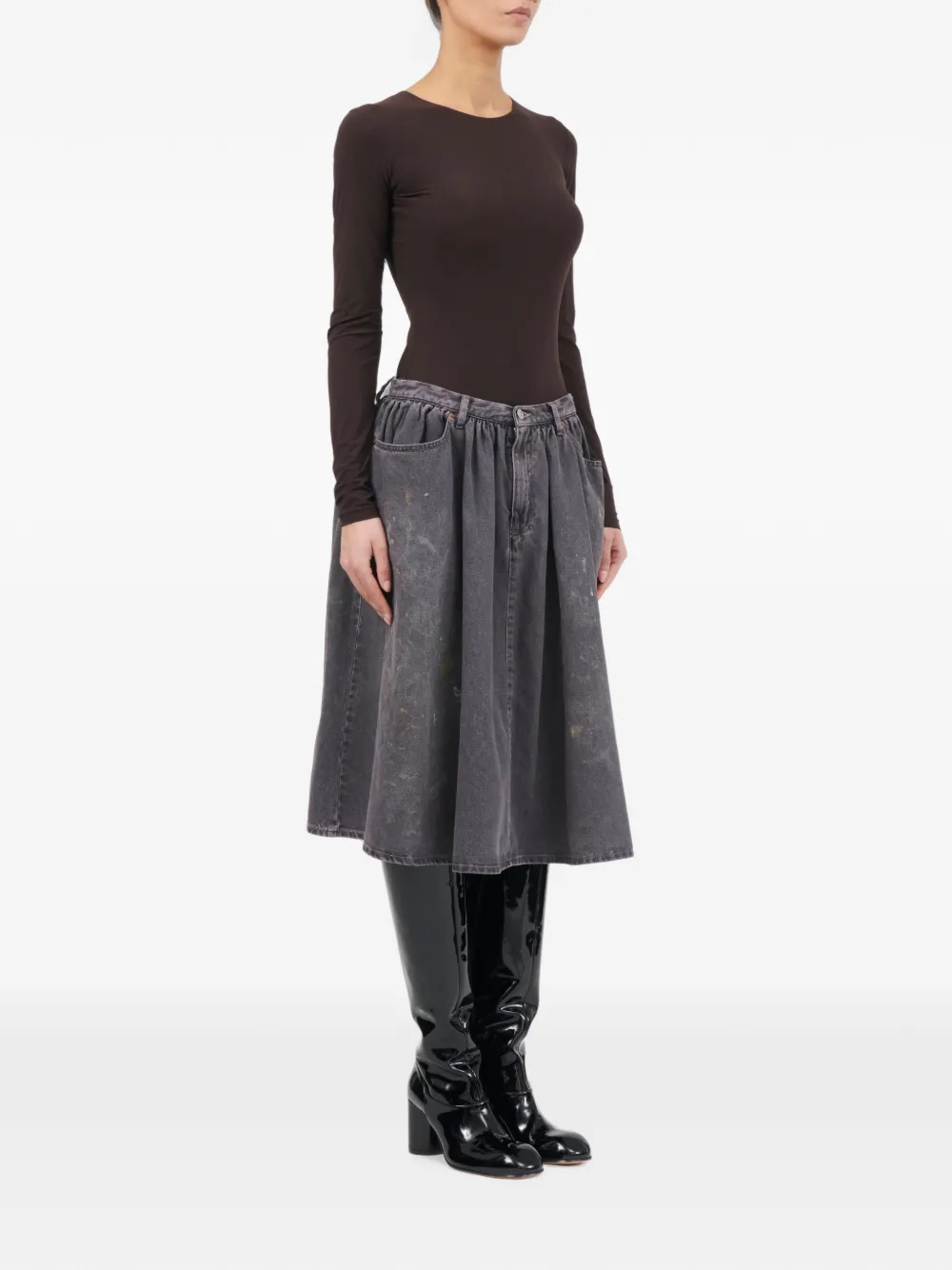 MM6 Maison Margiela Gesmockte rok met verfeffect Grijs