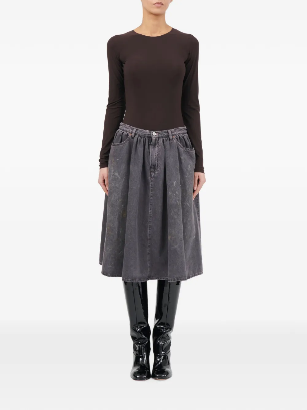 MM6 Maison Margiela Gesmockte rok met verfeffect Grijs