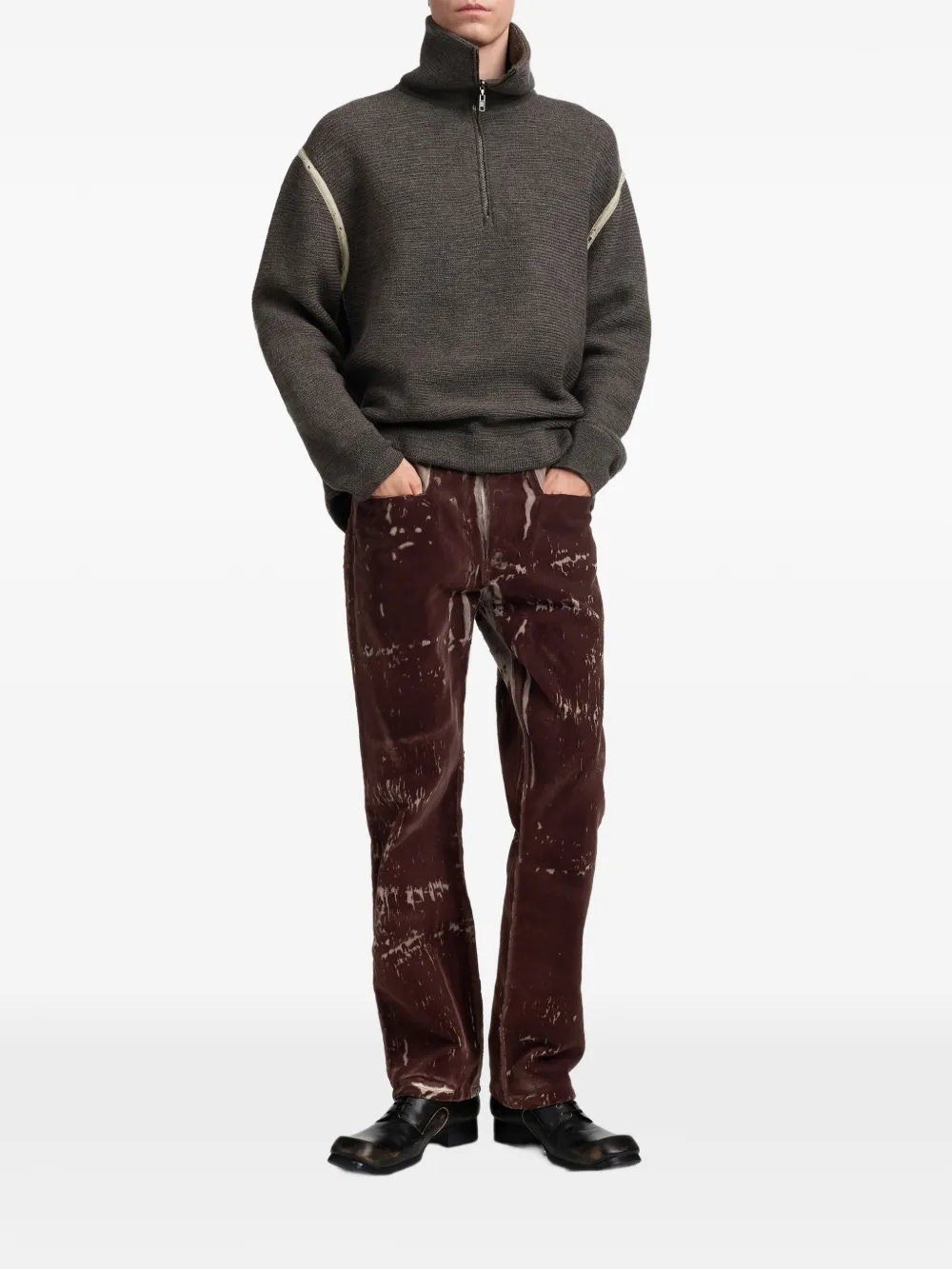 Maison Margiela Flocked denim broek Bruin