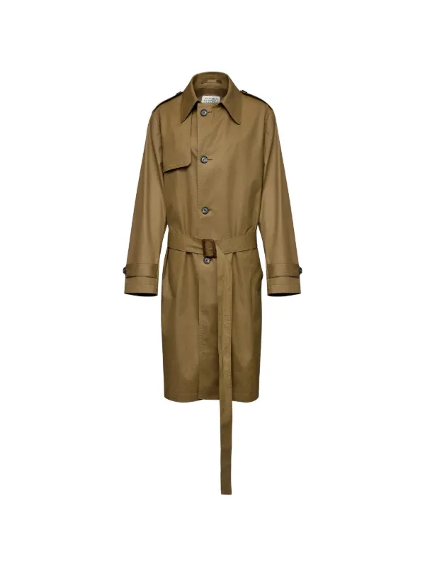 MM6 Maison Margiela Belted Single-breasted Trench Coat in Green