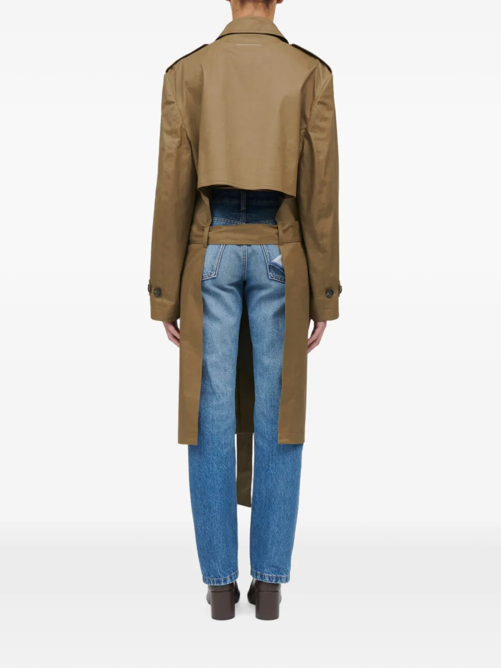 MM6 Maison Margiela Belted Single-breasted Trench Coat in Green, view 5