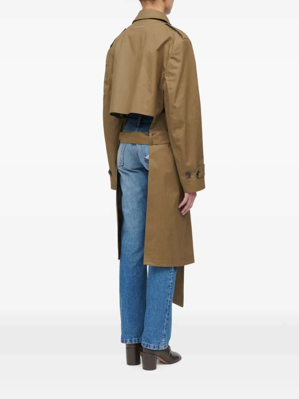 MM6 Maison Margiela Belted Single-breasted Trench Coat in Green, view 4
