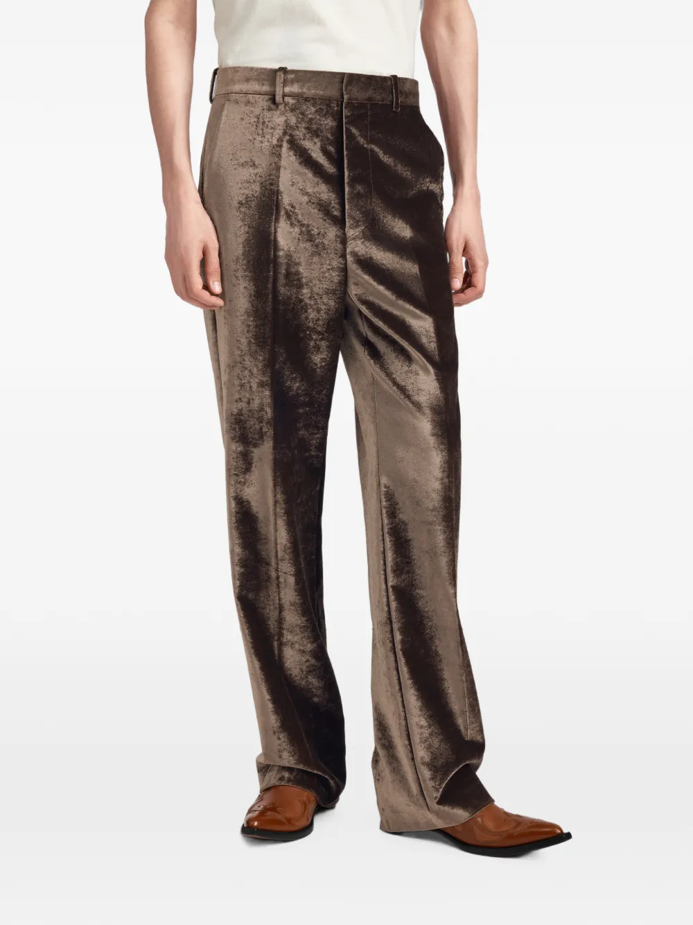 Maison Margiela Fluwelen pantalon met gekreukt effect Bruin