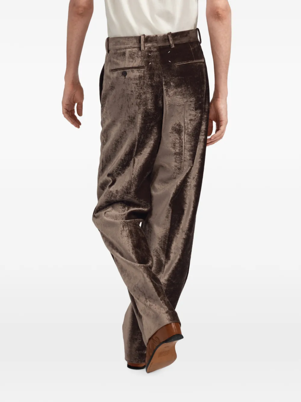 Maison Margiela Fluwelen pantalon met gekreukt effect Bruin