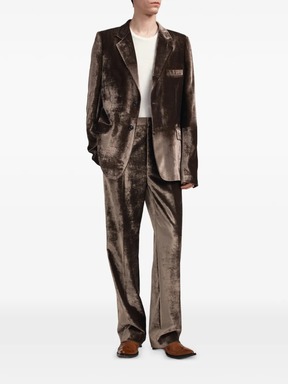 Maison Margiela Fluwelen pantalon met gekreukt effect Bruin