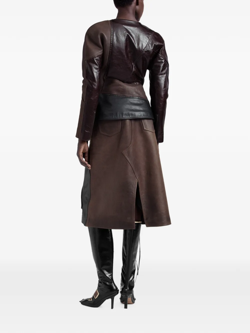 Maison Margiela Midi-rok met patchwork en veters Bruin