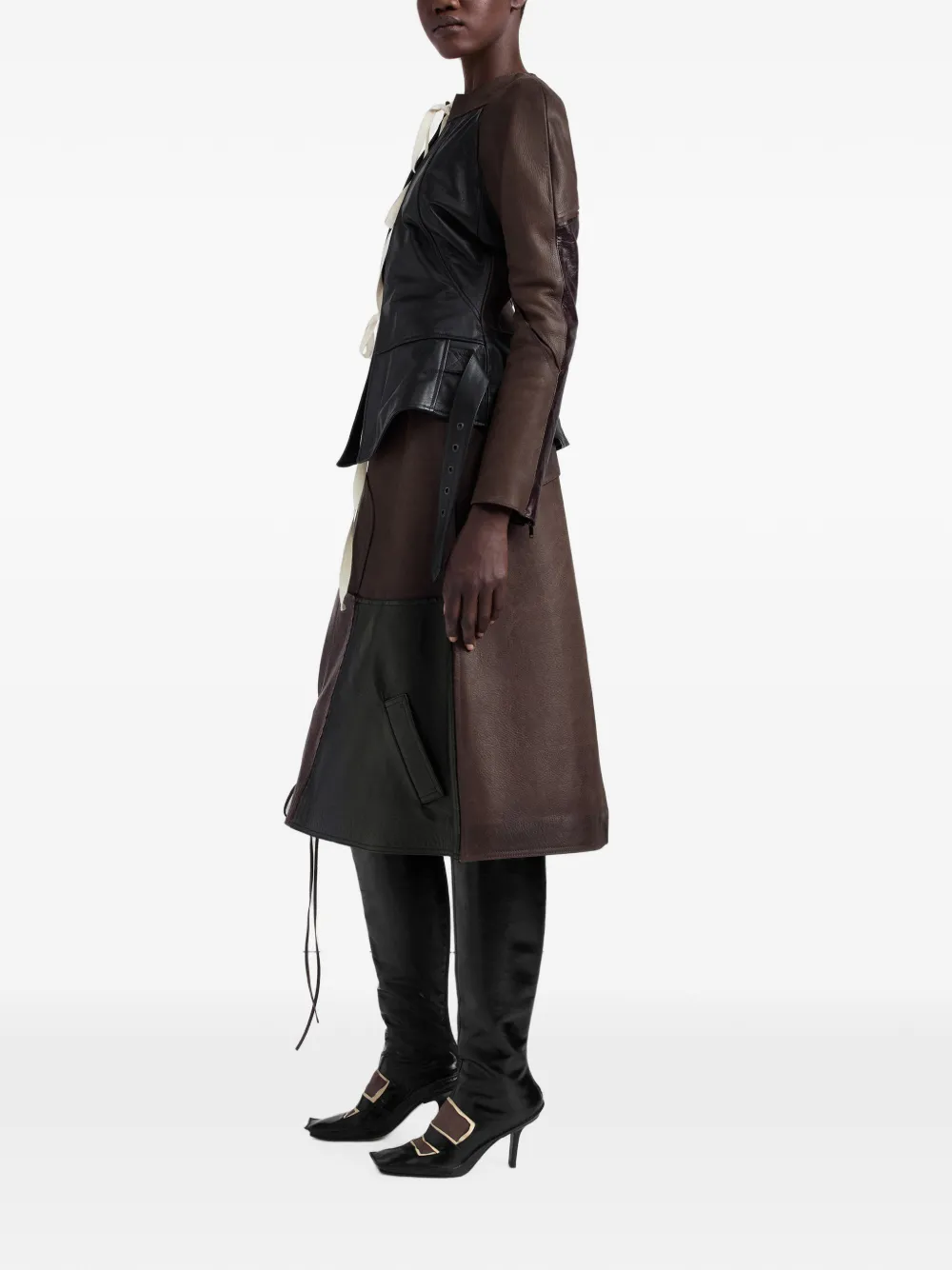 Maison Margiela Midi-rok met patchwork en veters Bruin