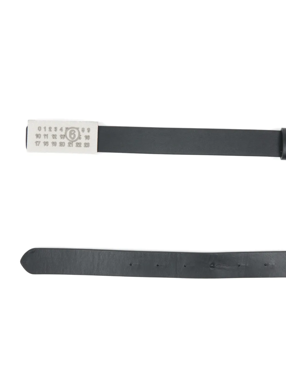MM6 Maison Margiela Leren riem met numeriek plakkaat Zwart