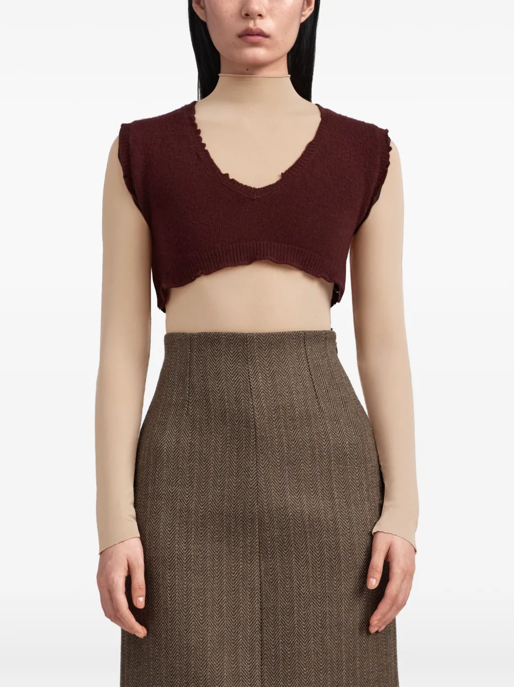 Maison Margiela Gerafelde cropped spencer Rood